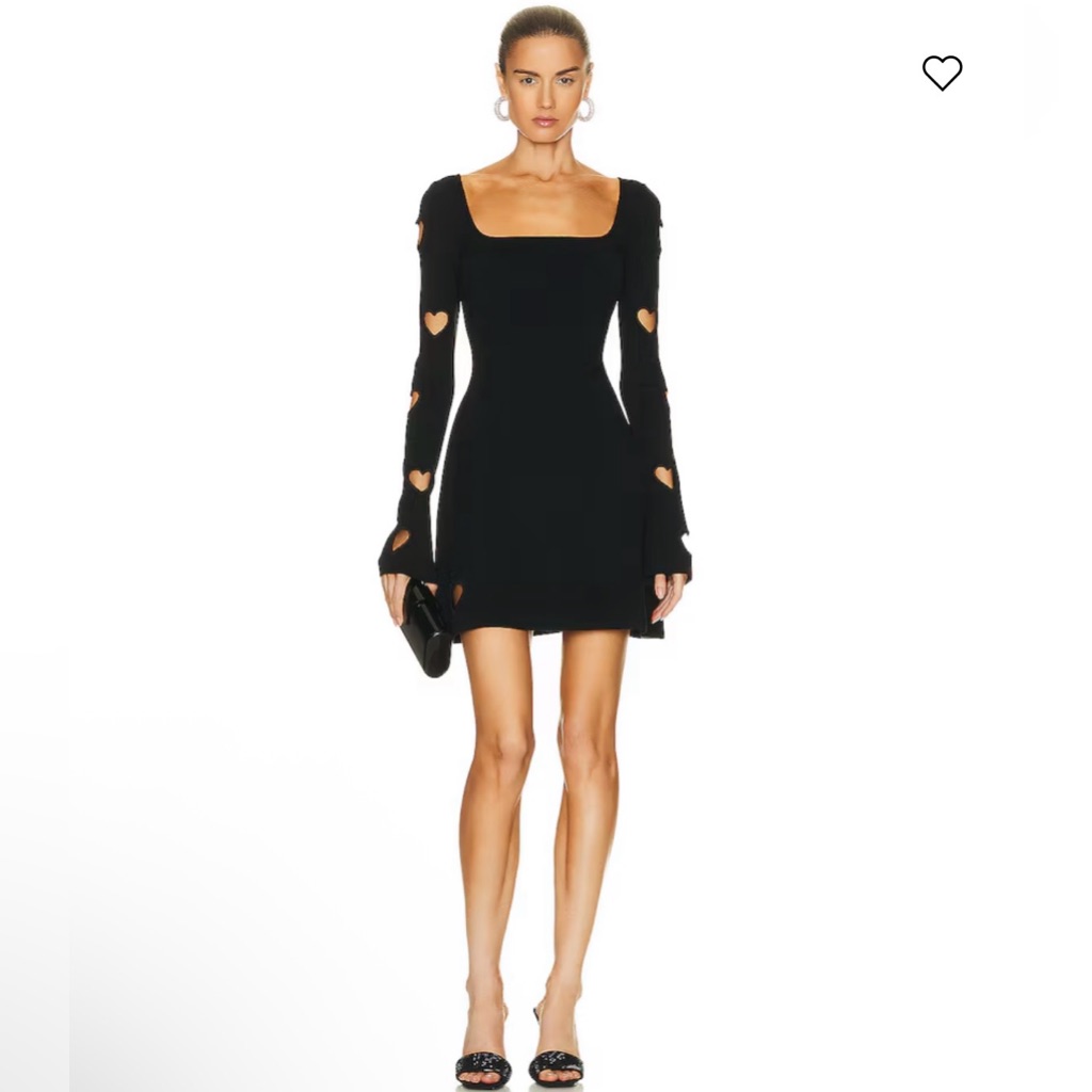Nwt Mach & Mach Gaia Heart Cut Out Mini Dress M Black Rib Sweater Long Sleeve